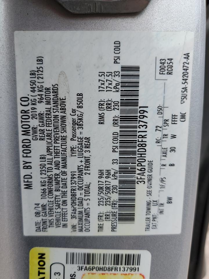 3FA6P0HD8FR137991 2015 Ford Fusion Se