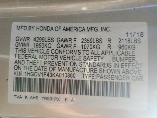 2019 HONDA ACCORD EX - 1HGCV1F43KA010860
