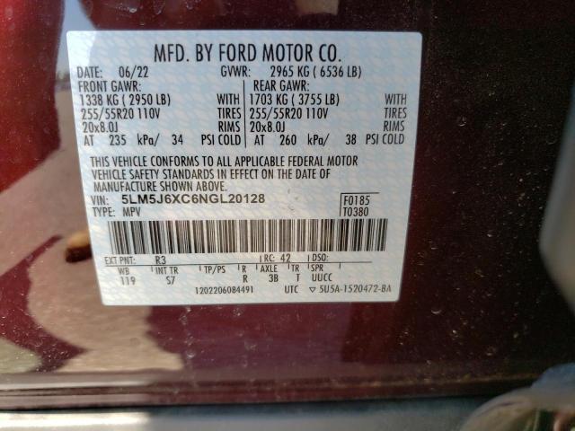 2022 LINCOLN AVIATOR 5LM5J6XC6NGL20128