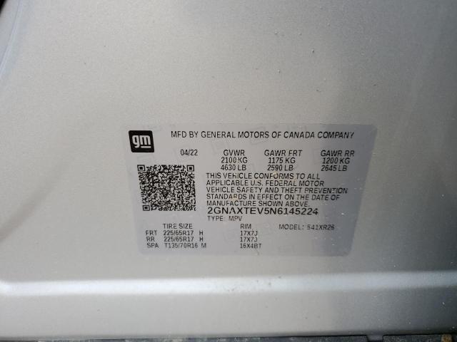 2022 CHEVROLET EQUINOX LT - 2GNAXTEV5N6145224