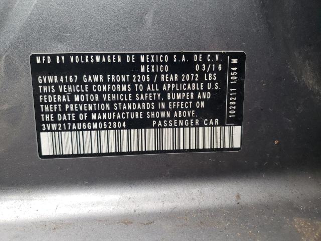 2016 VOLKSWAGEN GOLF S/SE 3VW217AU6GM052804