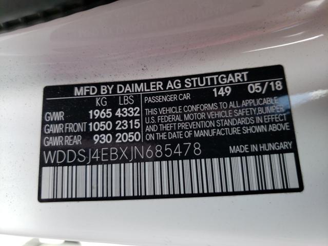 WDDSJ4EBXJN685478 Mercedes-Benz CLA 250