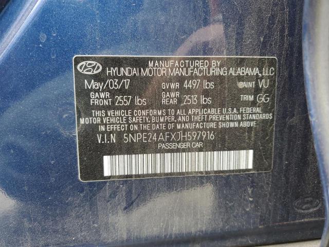 VIN: 5NPE24AFXJH597916 Auction: COPART Lot: 43138653 Location: DC - WASHINGTON DC 5NPE24AFXJH597916 HYUNDAI SONATA 2018 BLUE Photo 13