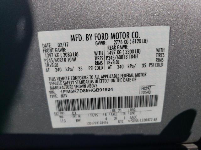 1FM5K7D85HGB91924 Ford EXPLORER XLT