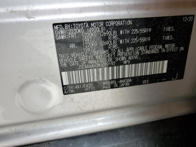 2021 TOYOTA VENZA HYBR - JTEAAAAH3MJ029192