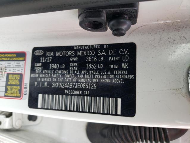 3KPA24AB7JE086129 KIA RIO LX