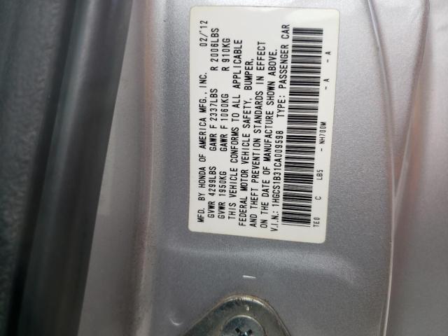 1HGCS1B31CA009598 | 2012 Honda accord lx