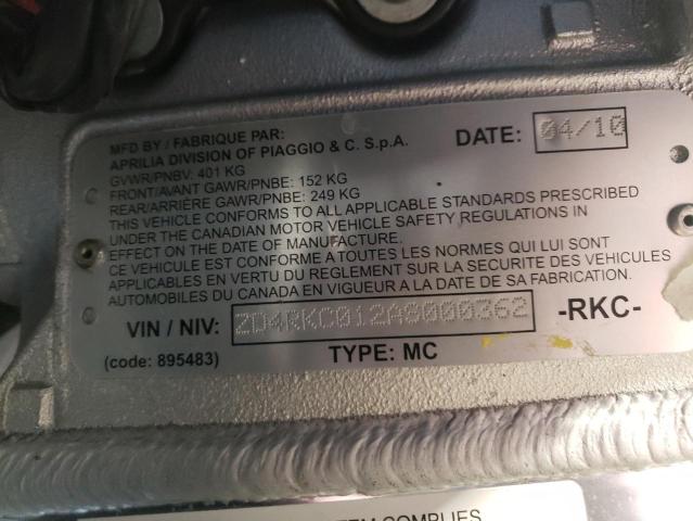 2010 APRILIA RSV4 R ZD4RKC012AS000362