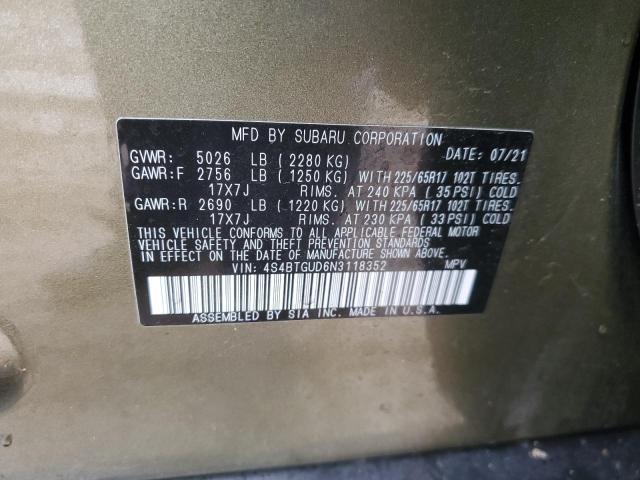 2022 SUBARU OUTBACK WI 4S4BTGUD6N3118352