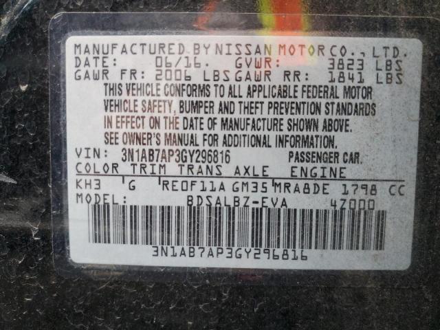 3N1AB7AP3GY296816 Nissan SENTRA S