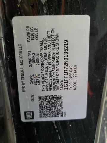 2022 CHEVROLET CAMARO LT1 1G1FF1R72N0135219