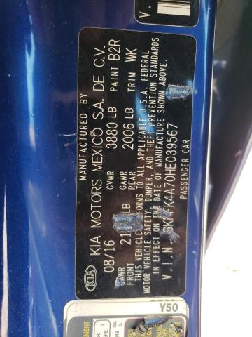 3KPFK4A70HE039567 KIA FORTE LX