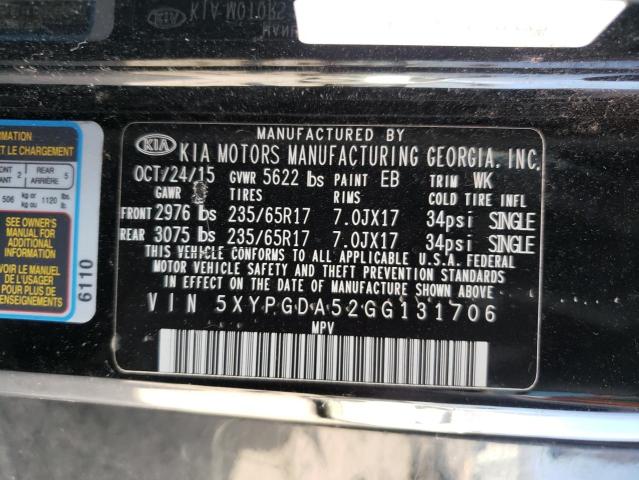 5XYPGDA52GG131706 KIA SORENTO LX