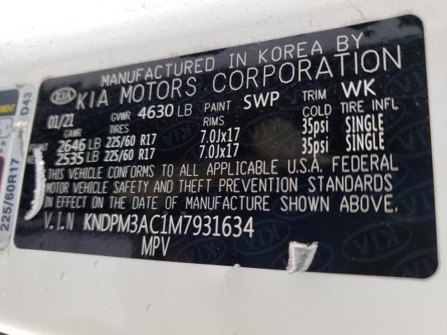 KNDPM3AC1M7931634 KIA Sportage Lx
