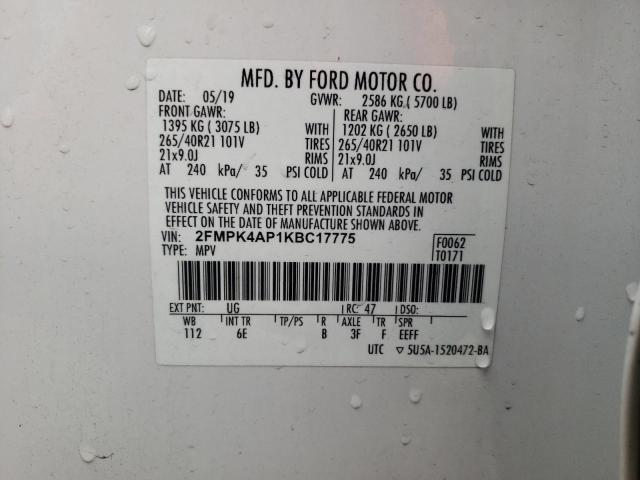 2019 FORD EDGE ST - 2FMPK4AP1KBC17775