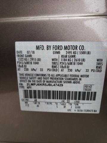2018 LINCOLN MKX SELECT 2LMPJ6KR5JBL47429