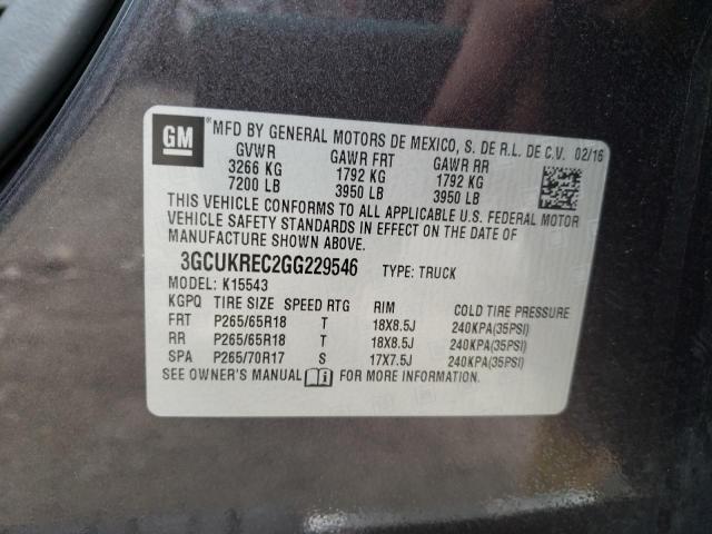 2016 CHEVROLET SILVERADO - 3GCUKREC2GG229546