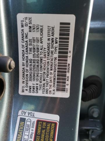2016 HONDA CR-V EXL - 2HKRM3H7XGH527796