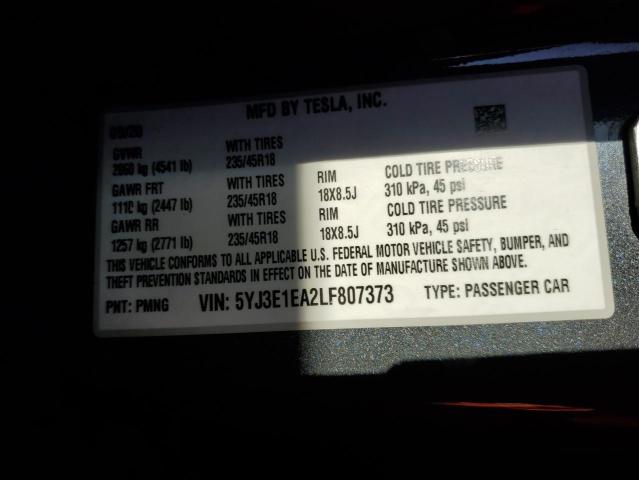 5YJ3E1EA2LF807373 Tesla MODEL 3