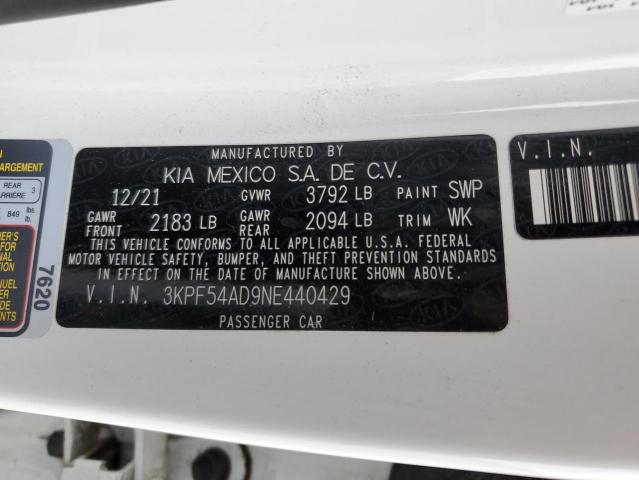 3KPF54AD9NE440429 KIA Forte Gt Line