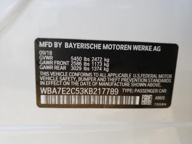2019 BMW 740 I - WBA7E2C53KB217789