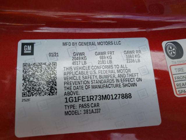 2021 CHEVROLET CAMARO LZ - 1G1FE1R73M0127888