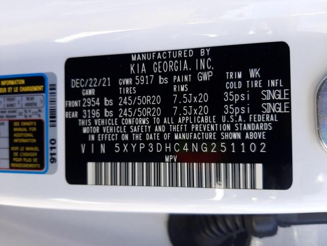 5XYP3DHC4NG251102 KIA Telluride Ex