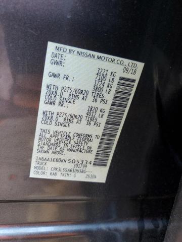 2019 NISSAN TITAN PLAT - 1N6AA1E60KN505334