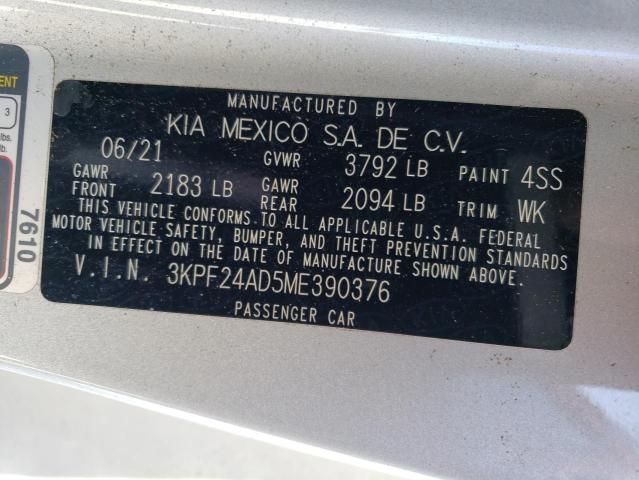 3KPF24AD5ME390376 KIA FORTE FE
