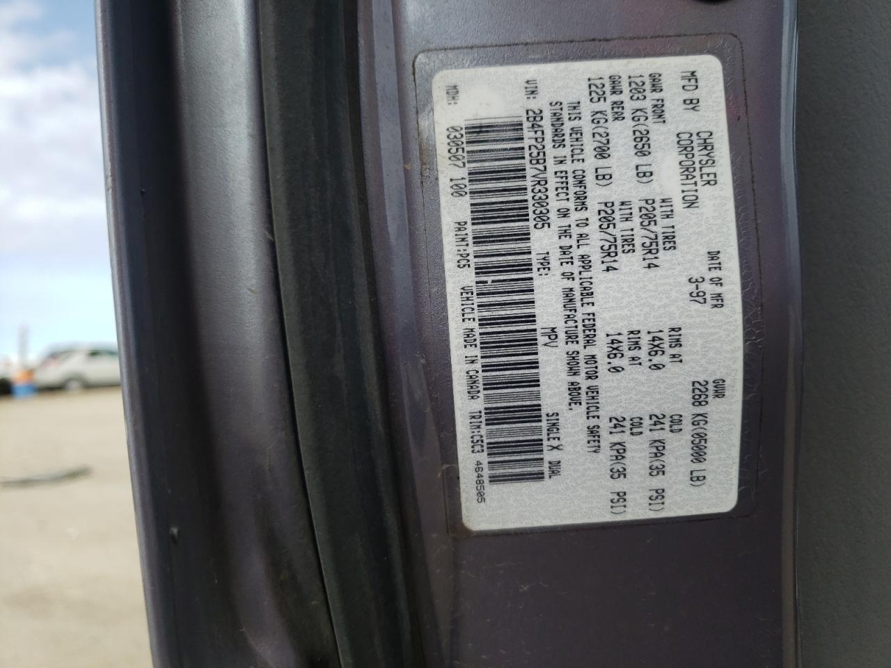 2B4FP25B7VR330305 1997 Dodge Caravan