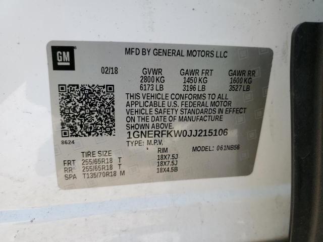 2018 CHEVROLET TRAVERSE L - 1GNERFKW0JJ215106