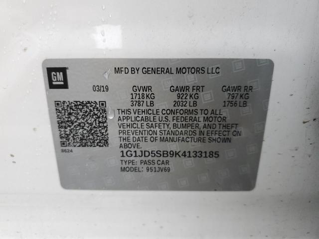 2019 CHEVROLET SONIC LT - 1G1JD5SB9K4133185