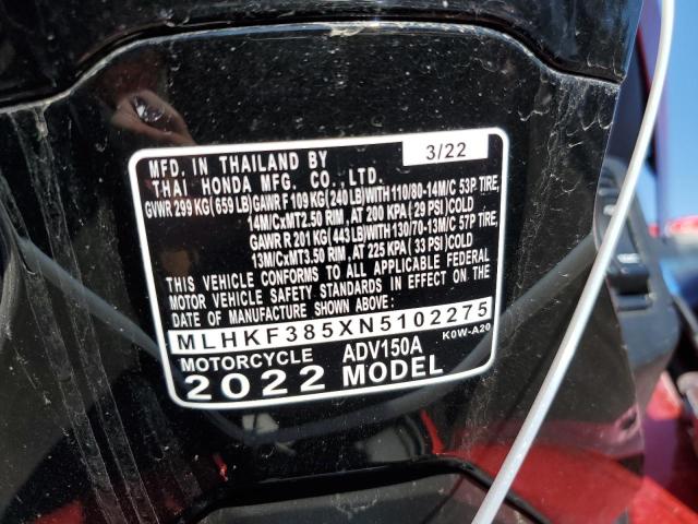 2022 HONDA ADV150 A MLHKF385XN5102275