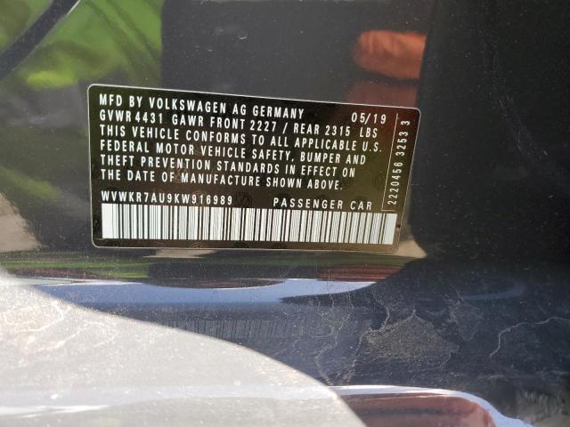 2019 VOLKSWAGEN E-GOLF SE - WVWKR7AU9KW916989