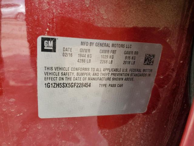 2016 CHEVROLET MALIBU PRE - 1G1ZH5SX5GF228454