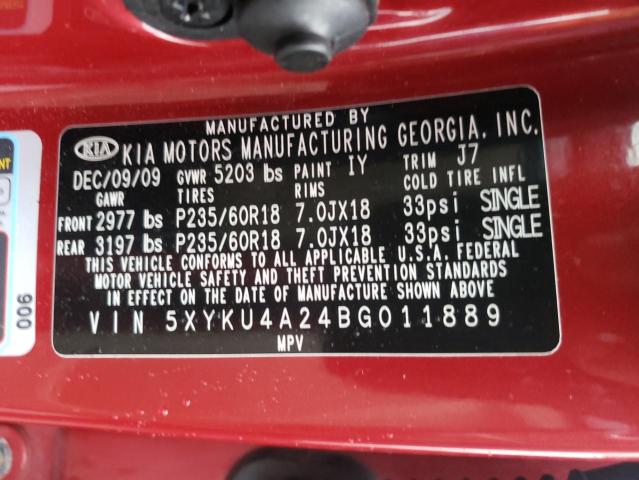 5XYKU4A24BG011889 KIA SORENTO EX
