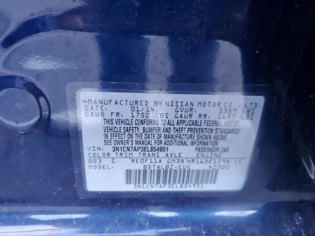 3N1CN7AP3EL854951 Nissan VERSA S