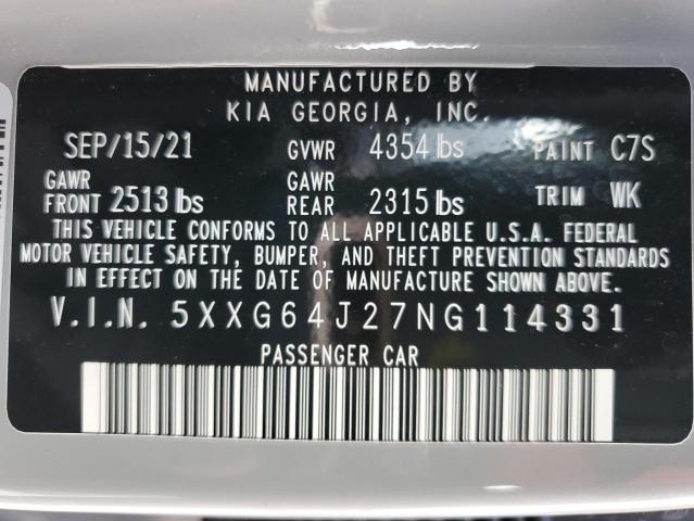 5XXG64J27NG114331 KIA K5 GT LINE