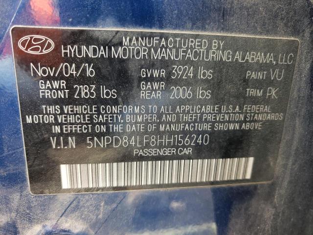 5NPD84LF8HH156240 | 2017 HYUNDAI ELANTRA SE