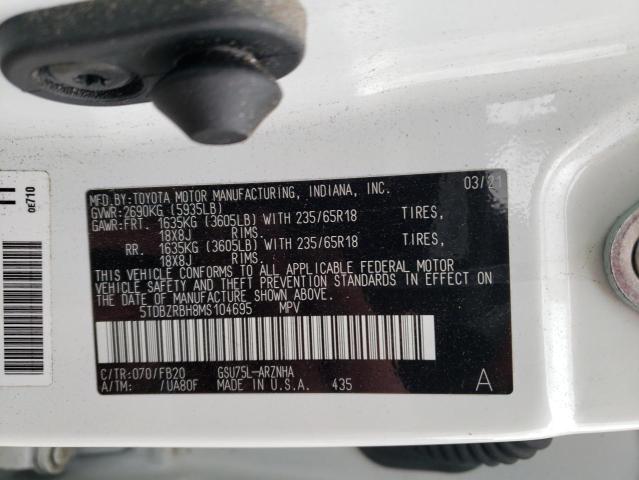 VIN 5TDBZRBH8MS104695 2021 Toyota Highlander, L no.14