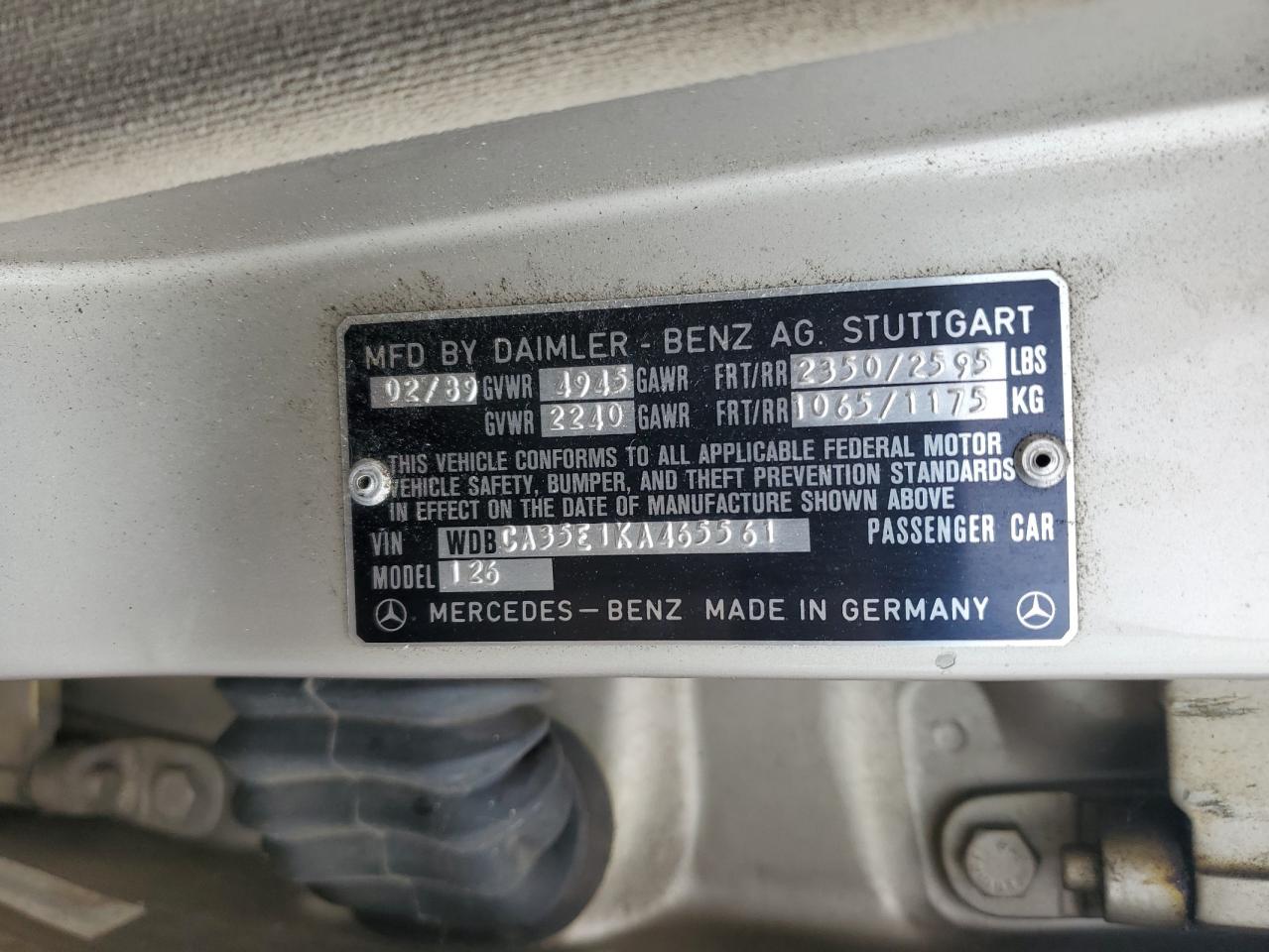 WDBCA35E1KA465561 1989 Mercedes-Benz 420 Sel