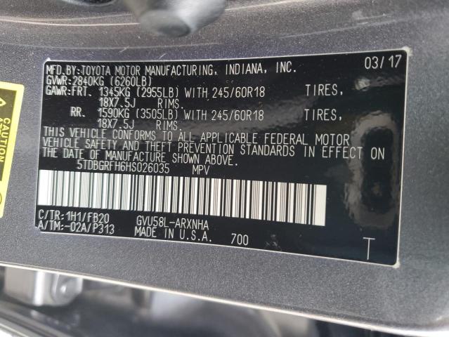 5TDBGRFH6HS026035 Toyota HIGHLANDER HYBRID