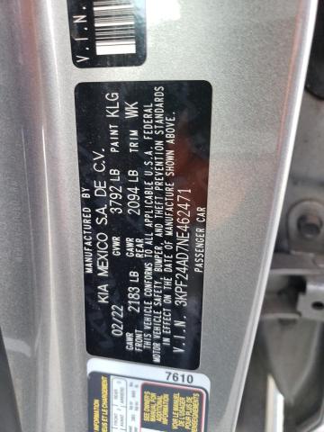 3KPF24AD7NE462471 KIA FORTE FE