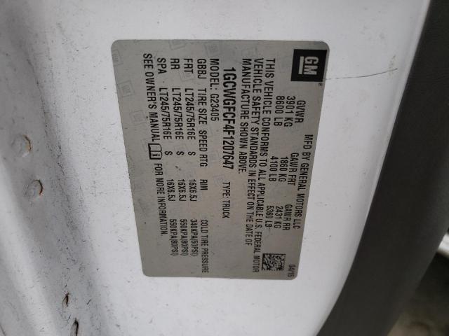 2015 CHEVROLET EXPRESS G2 - 1GCWGFCF4F1207647