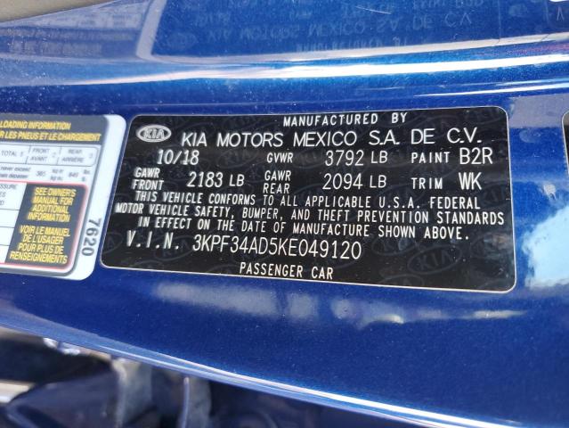 3KPF34AD5KE049120 KIA Forte Gt Line