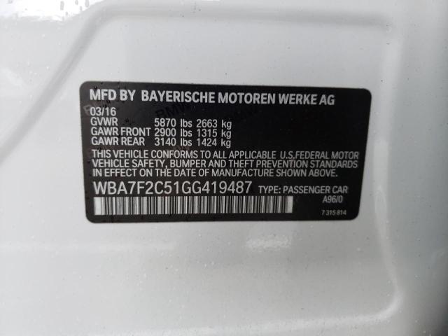 WBA7F2C51GG419487 BMW 750 Xi
