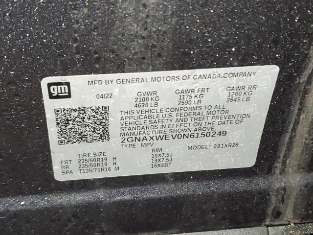 2022 CHEVROLET EQUINOX RS 2GNAXWEV0N6150249