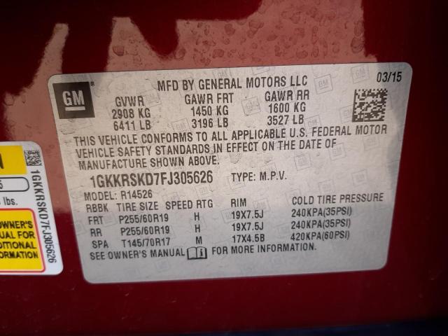 1GKKRSKD7FJ305626 GMC Acadia Slt-2