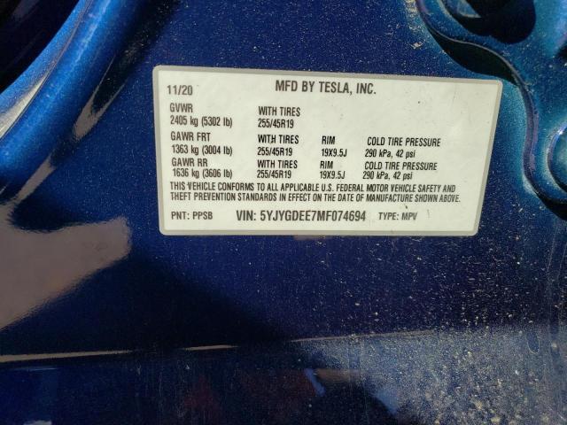 5YJYGDEE7MF074694 Tesla Model Y