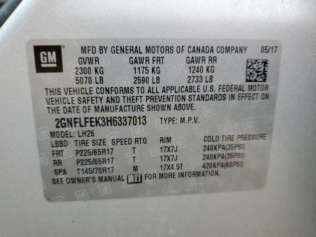 2GNFLFEK3H6337013 | 2017 CHEVROLET EQUINOX LT